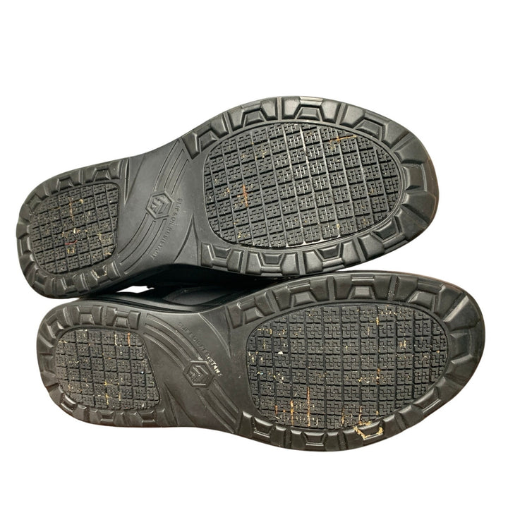 Larnmern Mens 9.5 Black Side Zip Lace Up Food Service Non Slip Air Cushion Shoes