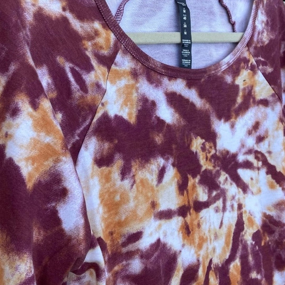 NWT New Wildfox Womens Medium Tie-Dye Cropped Crew Neck Long Sleeve Sweatshirt