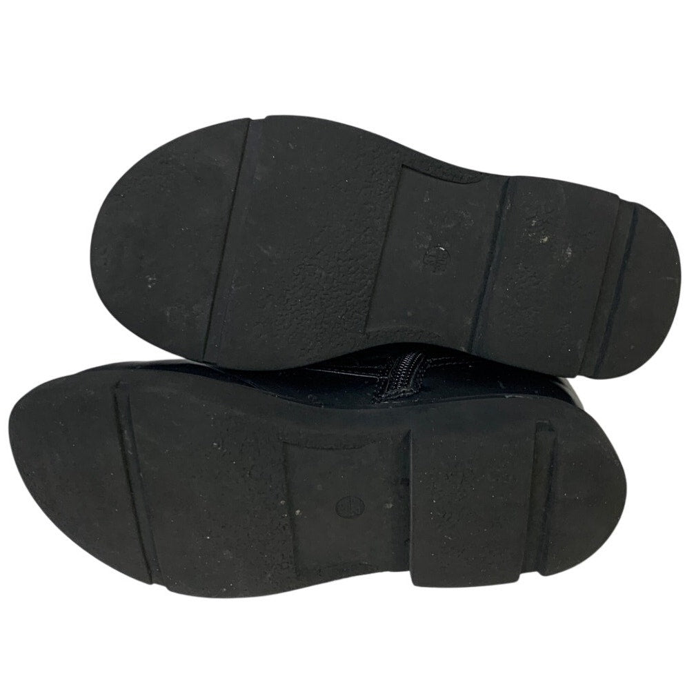 Dadawen Little Girls 13.5 Black Ankle Boots Lace Up Round Toe Side Zip Shoes