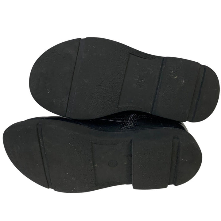 Dadawen Little Girls 13.5 Black Ankle Boots Lace Up Round Toe Side Zip Shoes