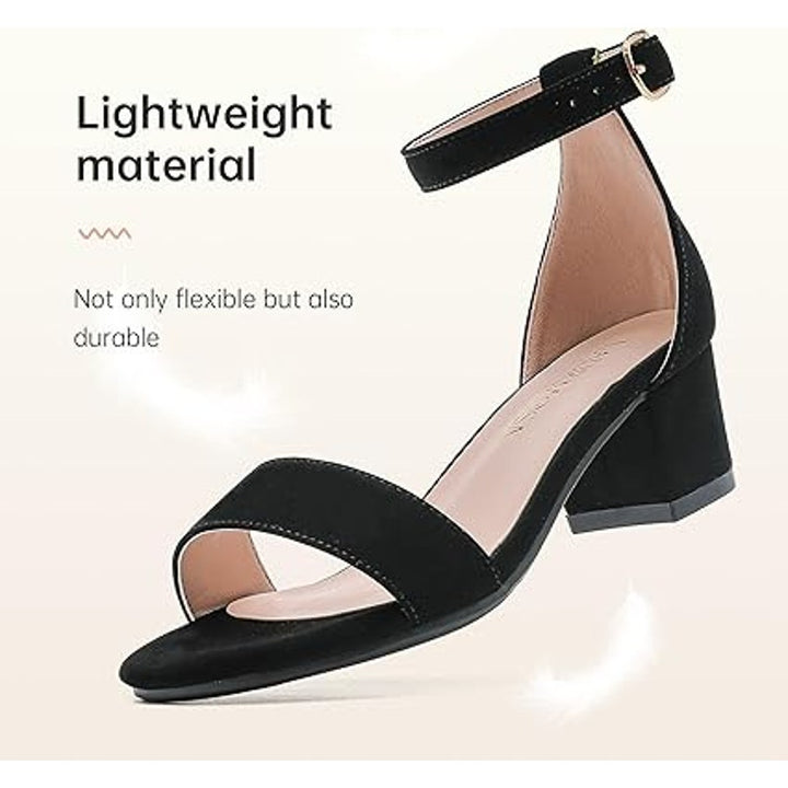 Laurmosa Girls Size 4 Black Faux Leather Open Toe 2" Heel Ankle Strap Shoes