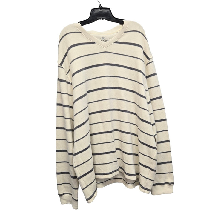 Faded Glory Mens 2XL 100% Cotton Long Sleeve Striped V-Neck Knit Sweater