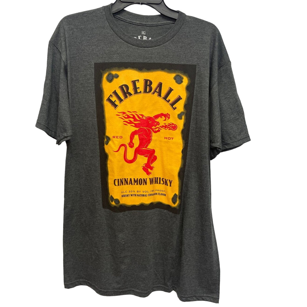 New Fireball Whisky Mens XL Cotton Blend Crew Neck Short Sleeve Tee Shirt