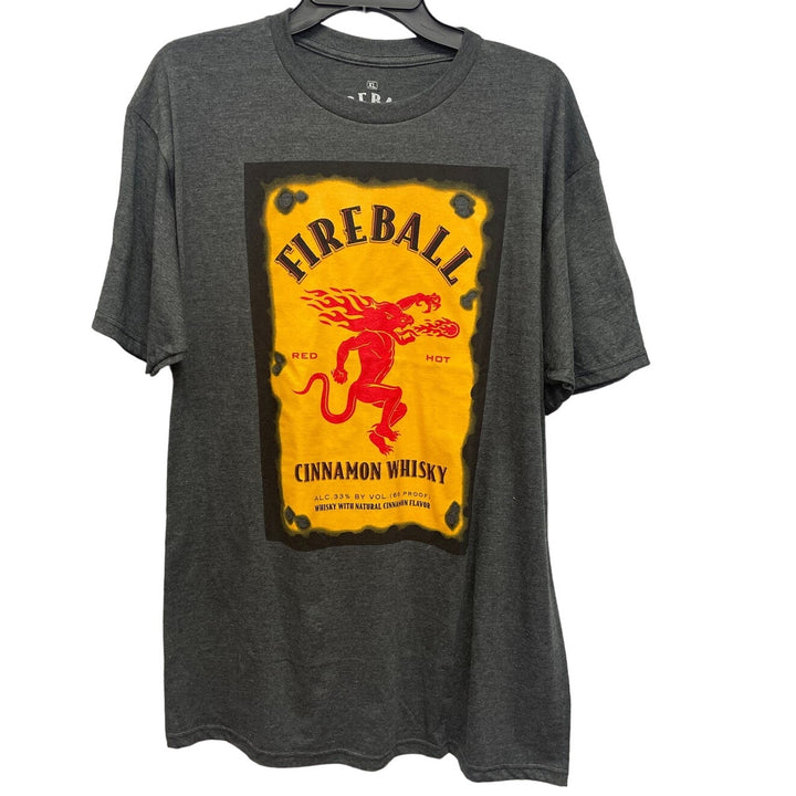 New Fireball Whisky Mens XL Cotton Blend Crew Neck Short Sleeve Tee Shirt
