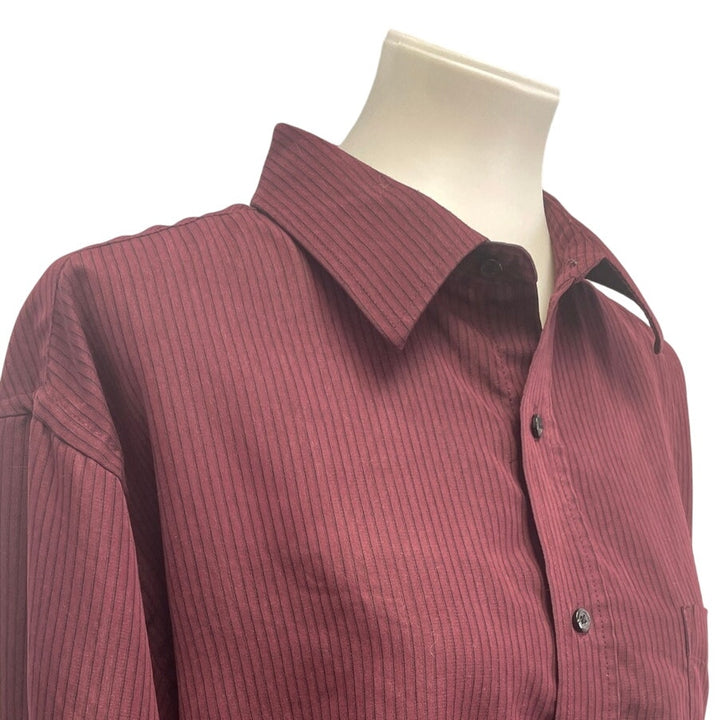 Croft &amp; Borrow Mens XL 100% Polyester Long Sleeve Pin Striped Button Up Shirt