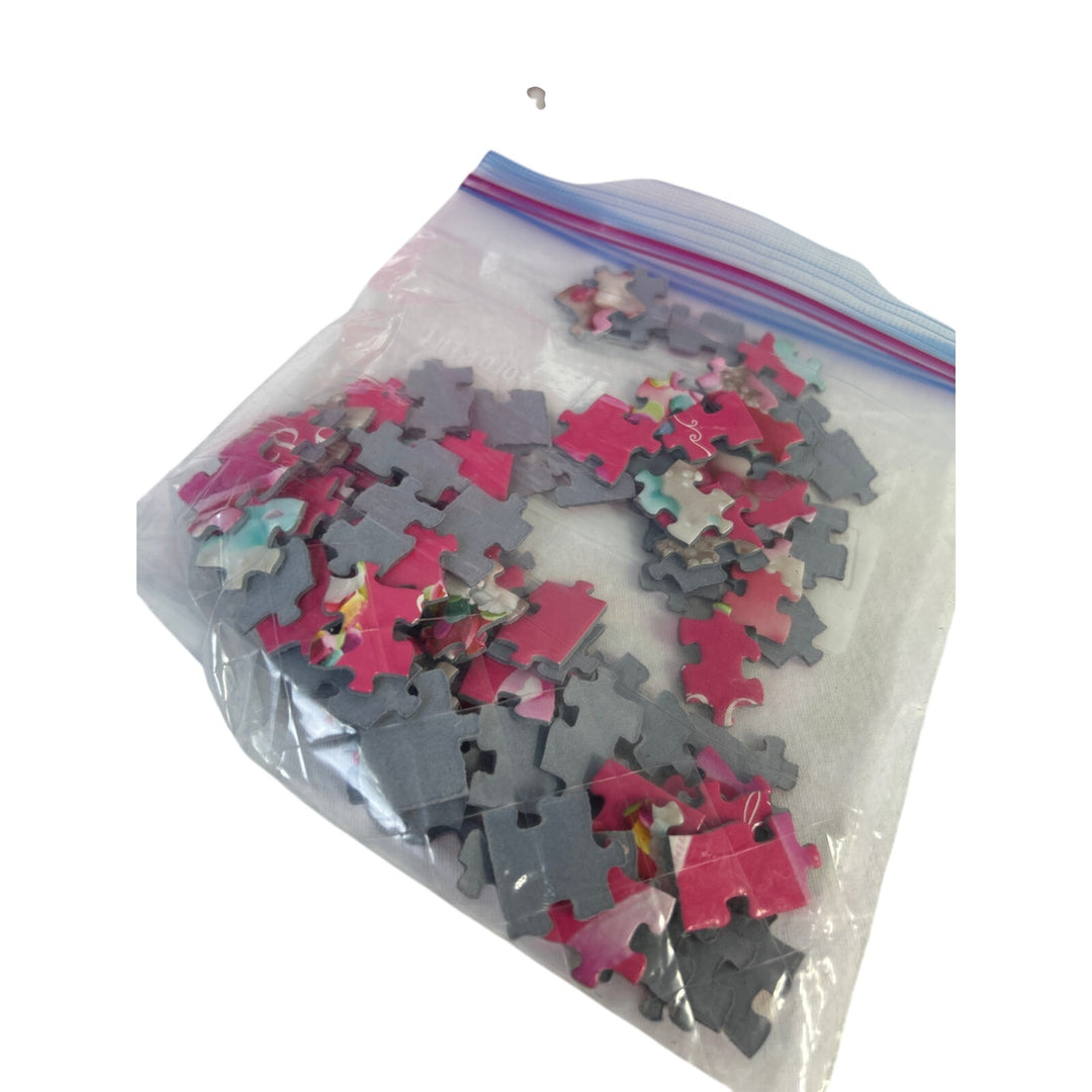 100 Piece Pink White Sweet Treat Floral Cake Pop Jigsaw Puzzle EUC Complete