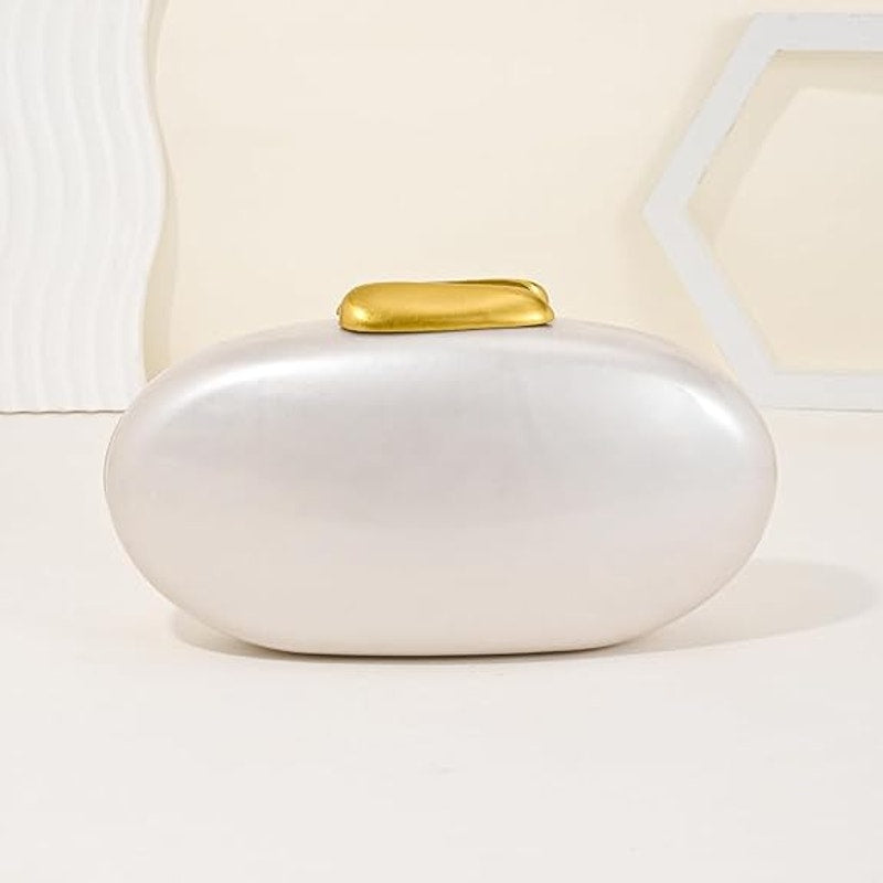 Ryxuzer Womens Pearl Acrylic Magnet Latch Detachable Chain Clutch Purse Handbag