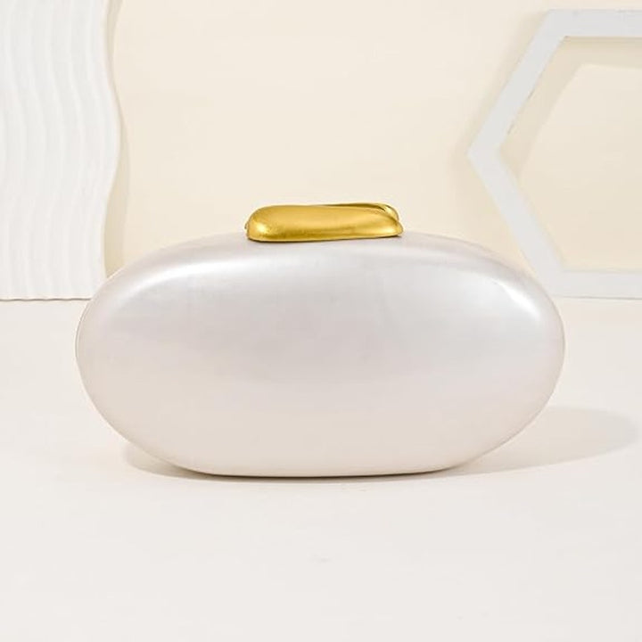 Ryxuzer Womens Pearl Acrylic Magnet Latch Detachable Chain Clutch Purse Handbag