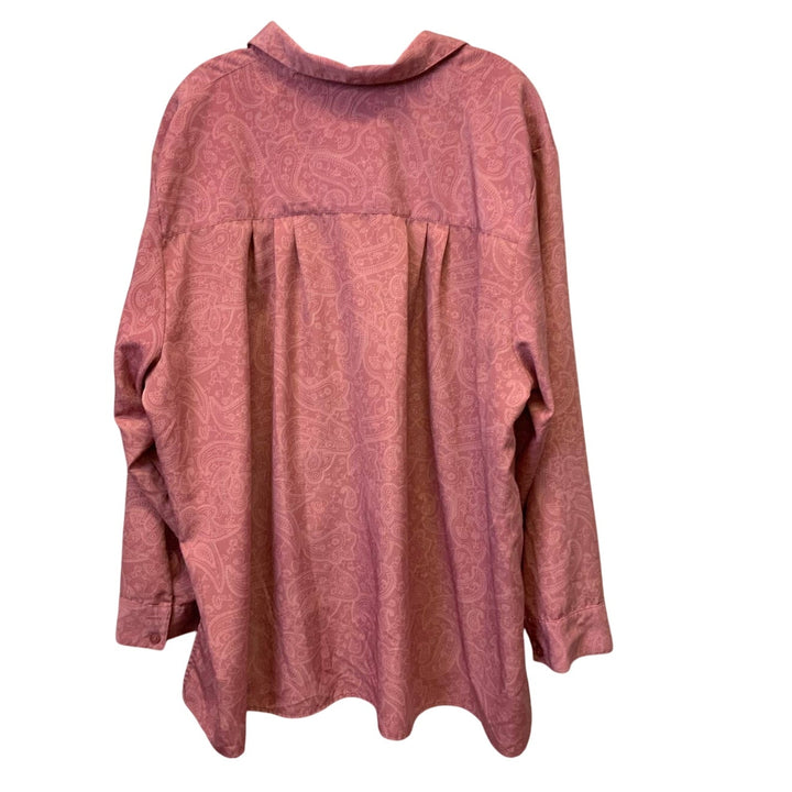 Maggie Barnes Plus Size 26W Long Sleeve Pink Paisley Polyester Button Down Shirt