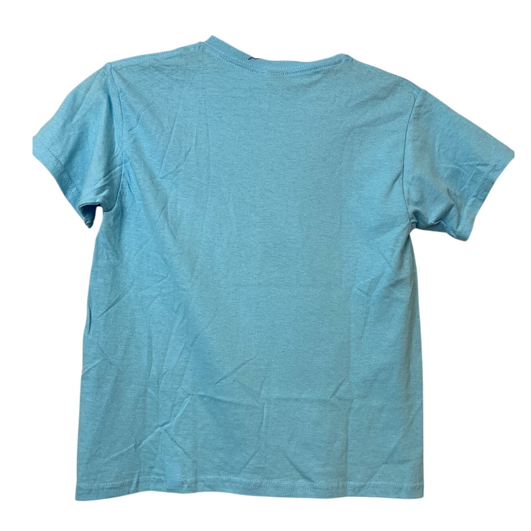 New Upcycled Hand Printed Youth Small Save Planet Earth Short Sleeve Tee Shirt
