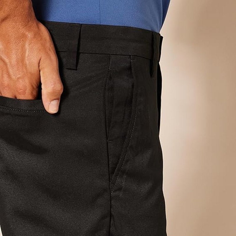 New Amazon Essentials Mens 32X30 Black Classic Fit Flat Front Stretch Golf Pants