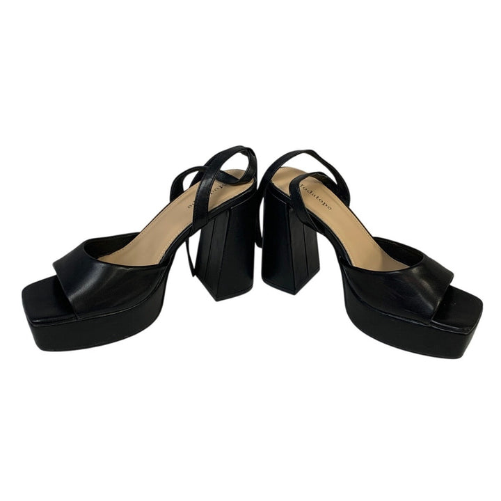 Modatope Womens 7.5 Black 5" Platform Heel Open Square Toe Ankle Strap Shoes