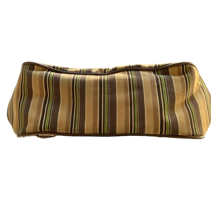 Sequin Striped Green Gold Brown Cotton Canvas Handbag Purse Tote Bag