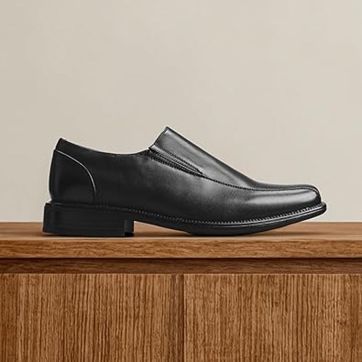 Bruno Marc Mens Size 10W Wide Black Faux Leather Slip On Loafers Formal Shoes