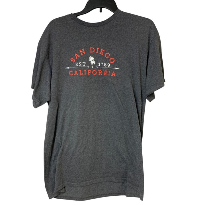Mens Medium Heathered Gray San Diego California Short Sleeve Crew Neck Tee Shirt