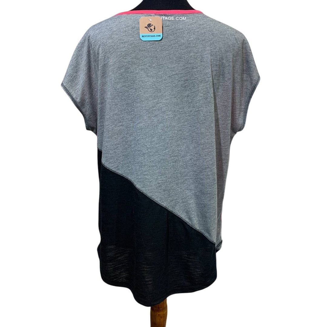 Hand Printed Upcycled Womens Large Saving the Planet Superpower Athletic Tee