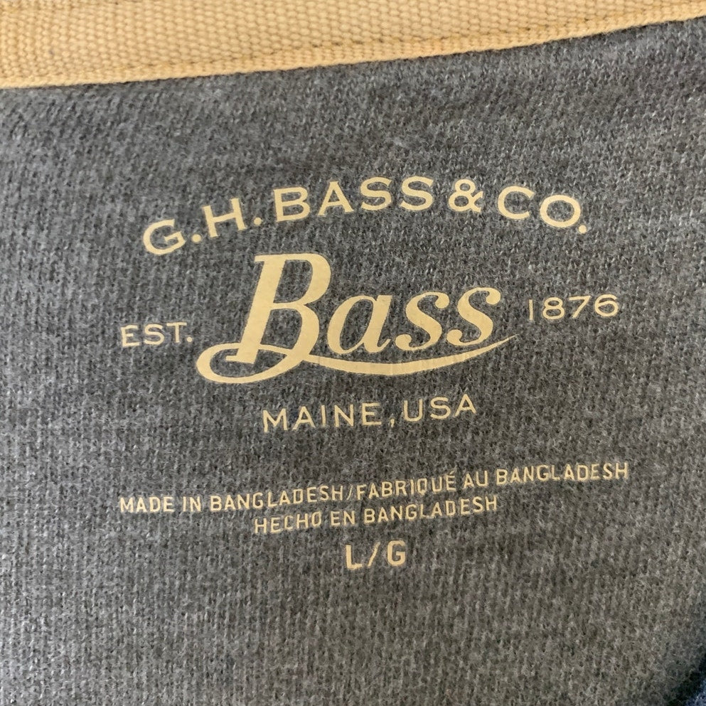 GH Bass &amp; Co Mens Large Blue Polycotton Long Sleeve Crew Neck Sweatshirt EUC