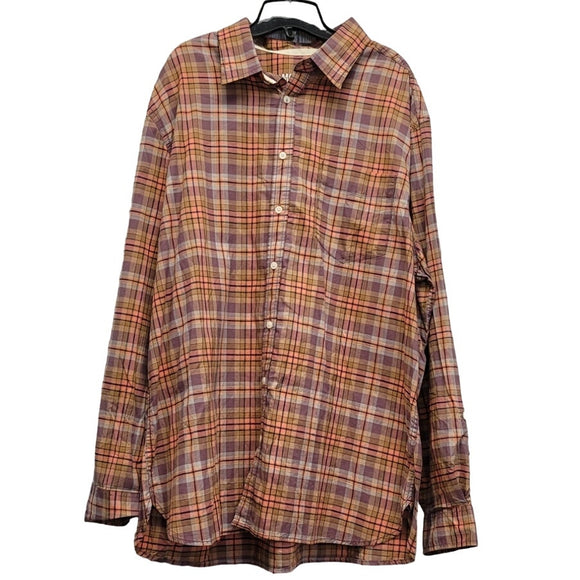 Mossimo Supply Co Mens 2XL 100% Cotton Plaid Long Sleeve Button Up Shirt