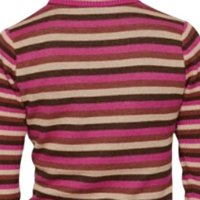 Toccin NY Womens XL Alice Purple Pink Stripe Long Sleeve Turtleneck Knit Sweater