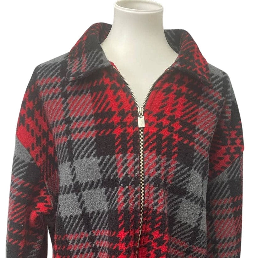 Avenue Womens Plus Size 18/20 100% Polyester Full Zip Plaid Long Sleeve Jacket