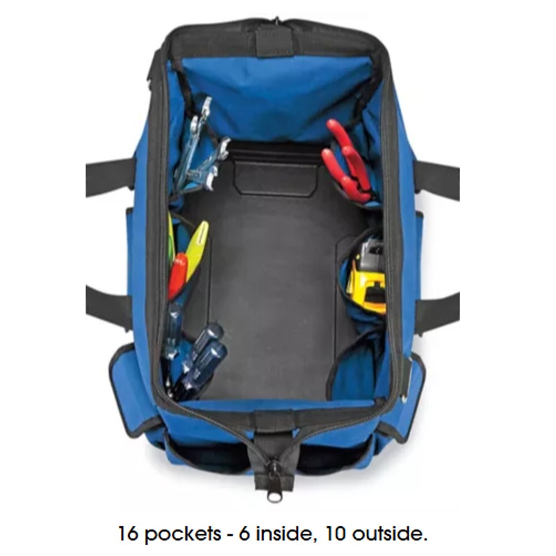 New Uline Heavyweight Polyester Multi Pocket Wide Opening Polyester Tool Bag