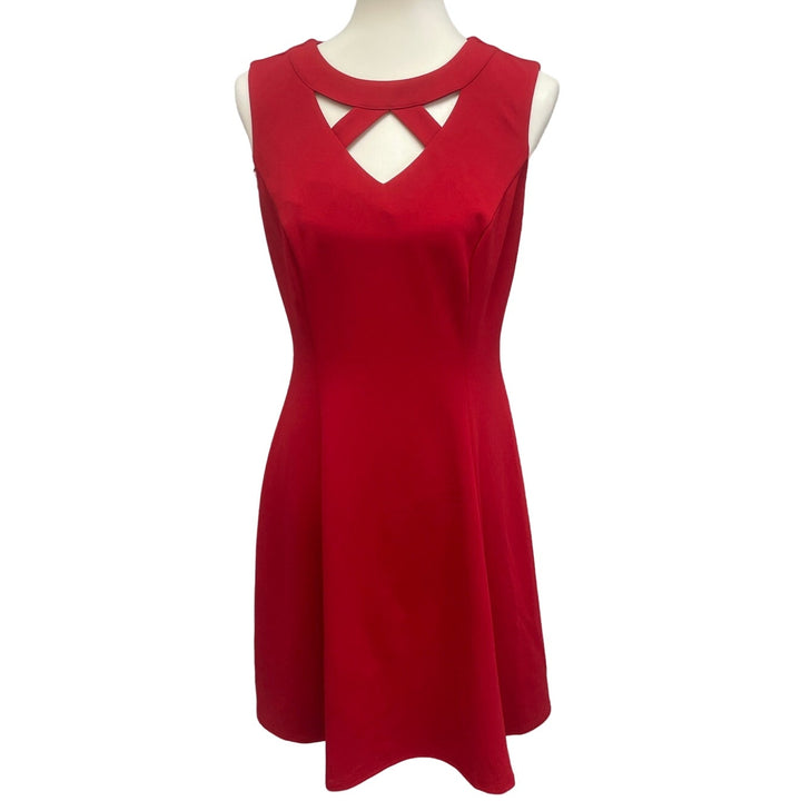 Roz &amp; Ali Womens Size 8 Red Fit n Flare Sleeveless Knee Length Dress