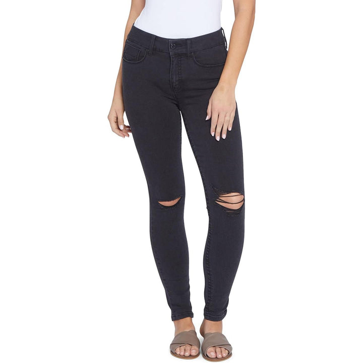 NWT New Seven7 Womens Size 4 Black High Rise Skinny Distressed Denim Jeans