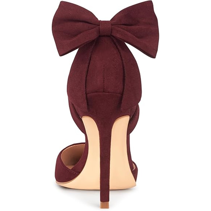 New Carcuume Womens Size 10 Wine Red Bow Faux Suede Closed Toe 4" Heel Shoes