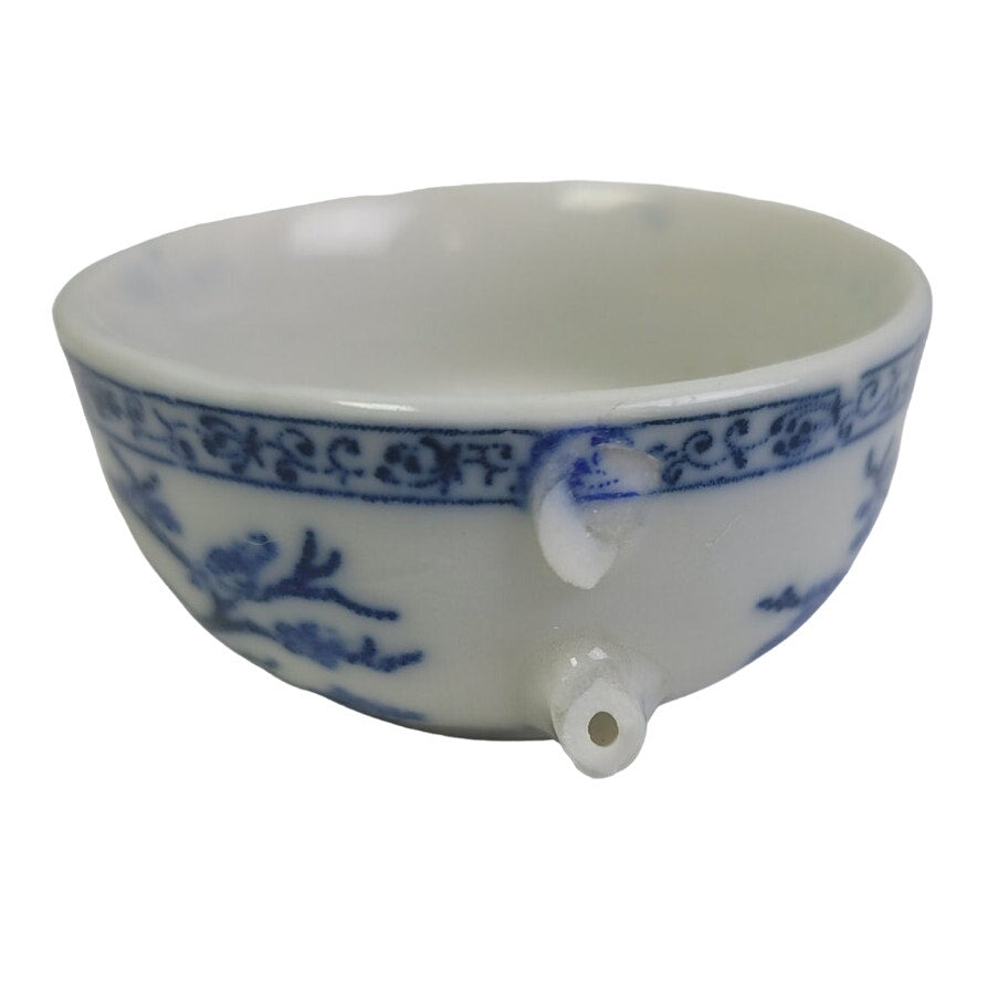 Vintage Mini Ceramic Doll Teapot Teacup Plates Cups Blue Floral Set