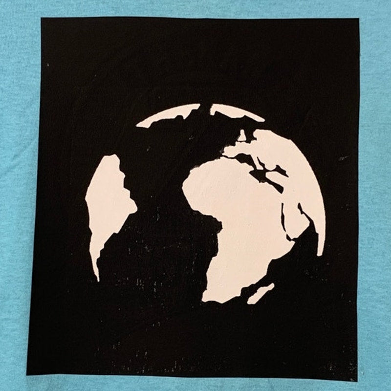 Gildan Youth Small Upcycled “Save Planet Earth” Hand-Printed Tee