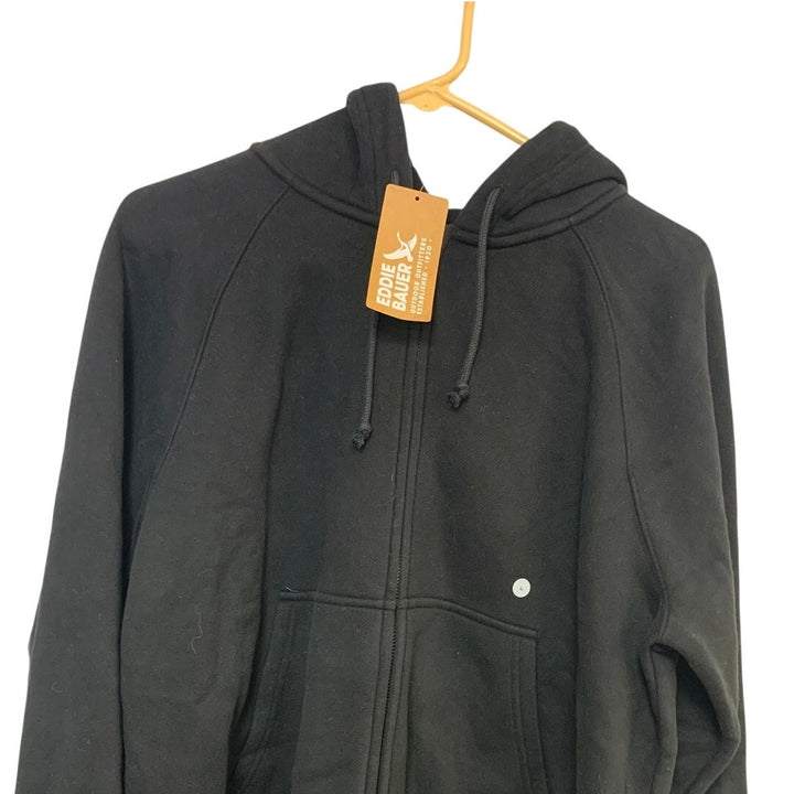 New Eddie Bauer Womens Large Black The Vintage Soft Full Zip Hoodie w Pockets