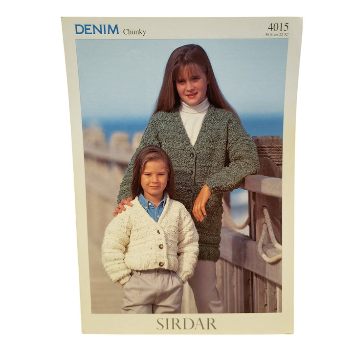 New Sirdar 4015 Denim Chunky Kids Child Cardigan Sweater Knitting Pattern