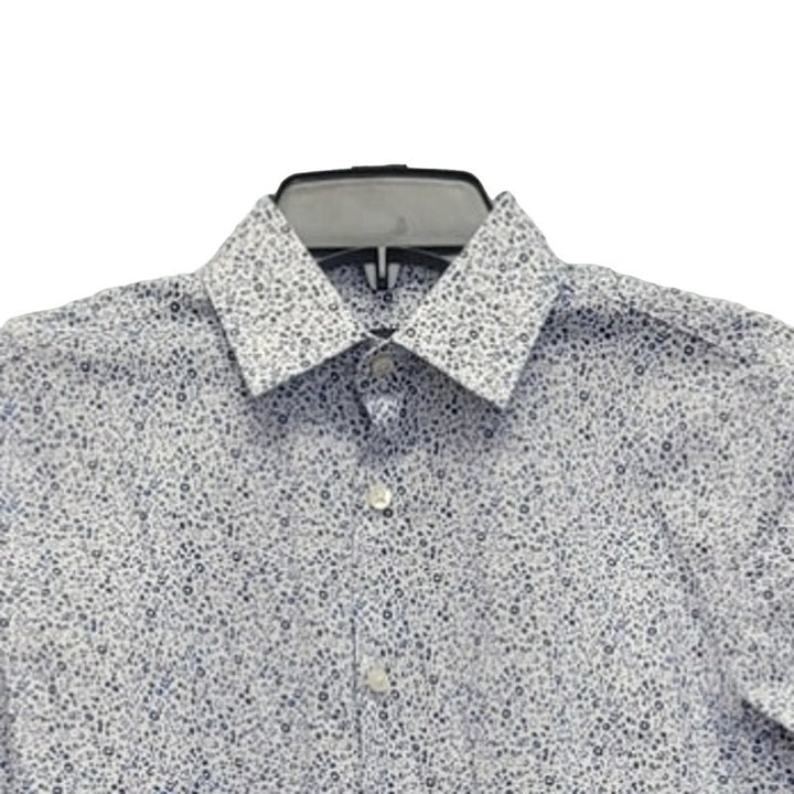 J Ferrar Mens Small PolyCotton Slim Stretch Floral Long Sleeve Button Up Shirt