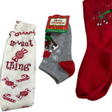 5 New NWT Womens Holiday Christmas Reindeer Peppermint Santa Glitter Socks