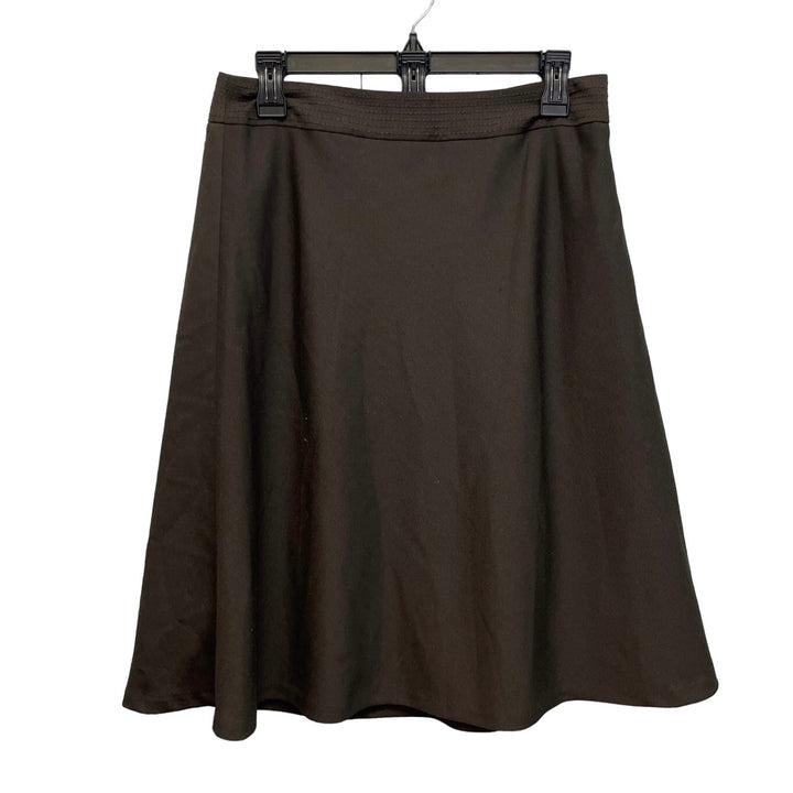Ann Taylor Womens Size 6 Brown Wool Blend A-Line Side Zip Career Midi Skirt
