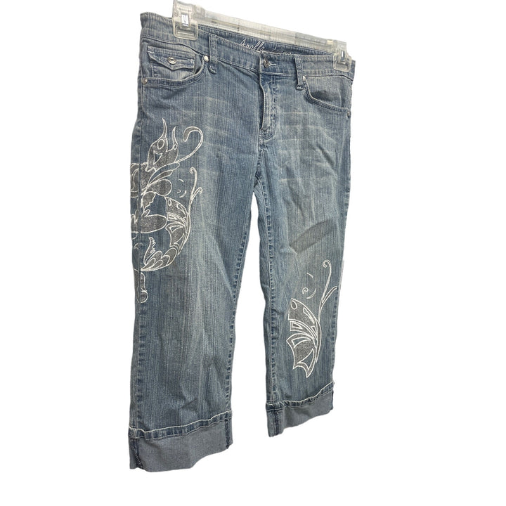 Apollo Jeans Juniors 9/10 Stretch Cotton Butterfly Denim Capri Cropped Pants