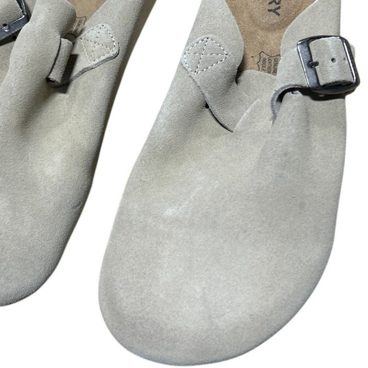 New Fitory Mens Size 10 Taupe Suede Arch Support Cork Mule Sandal Shoes w Flaw
