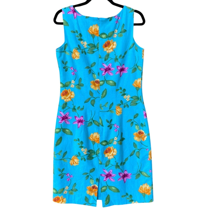 Coldwater Creek Womens Size 8 Floral Sleeveless Lined Back Zip Sheath Dress