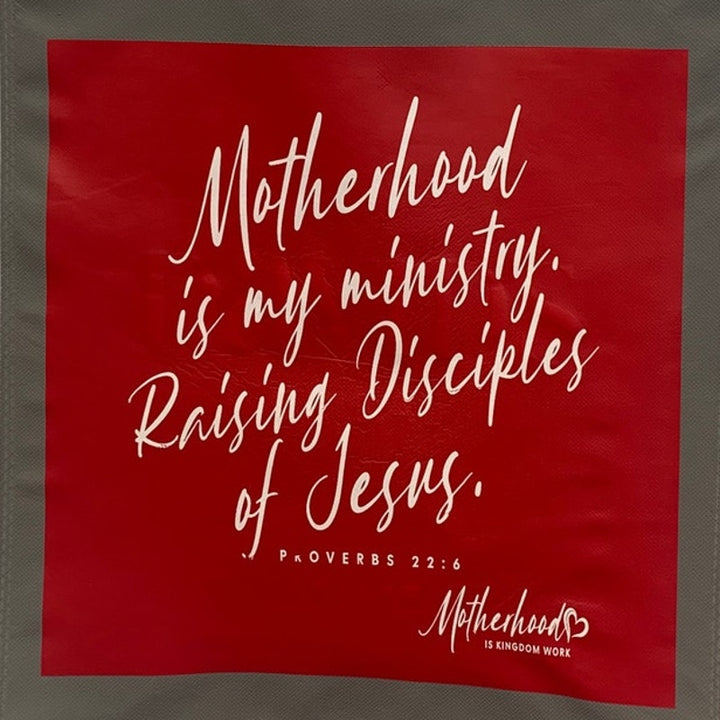New Upcycled Hand Printed Motherhood is My Ministry Bible Shopper Tote Bag
