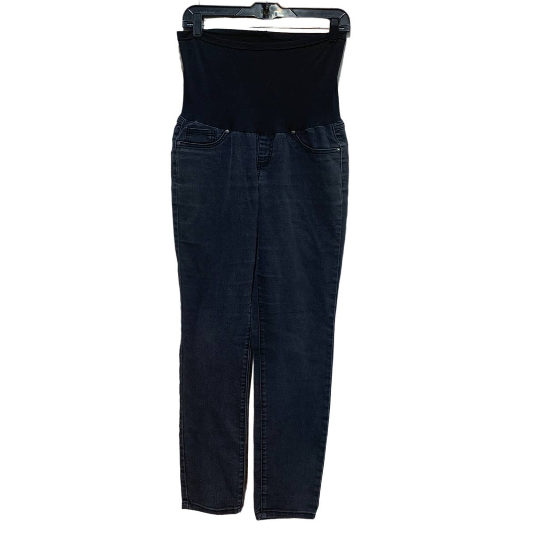 Blue Spice Medium Maternity Stretch Panel Cotton Blend Black Denim Tapered Jeans