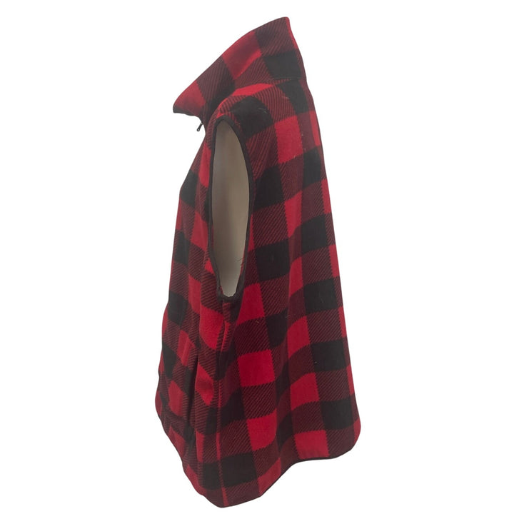 Chaps Womens 2X 100% Polyester Plaid Sleeveless Collared Fleece Vest w Pockets