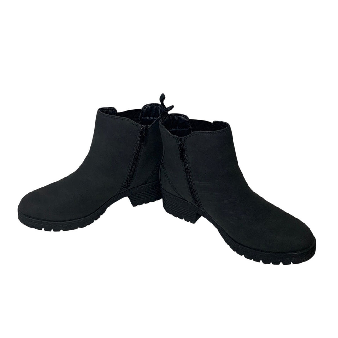 Mysoft Womens Size 7.5W Black 1.5" Heel Chelsea Ankle Boots Round Toe Shoes