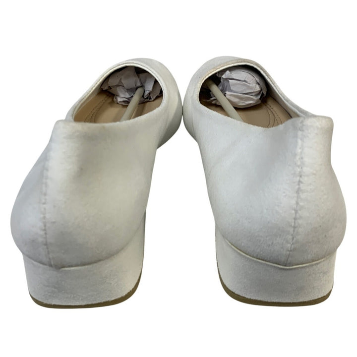 AISFAES Womens Size 9 White Faux Suede Low 1.25" Chunky Heel Slide On Shoes
