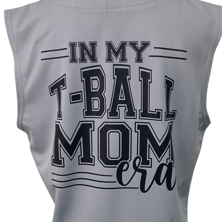 New Hand Printed Unisex Large Gray T-Ball Mom Era Sleeveless Baseball Shirt