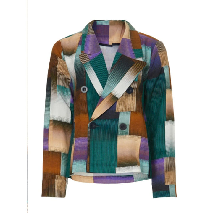 Elk Womens Size 12 Crepe Long Sleeve Button Up Geometric Odense Jacket Blazer