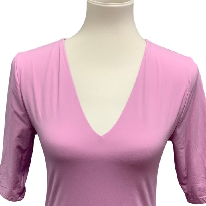 WHBM For Me White House Black Market Womens Medium Half Sleeve Deep V Neck Top