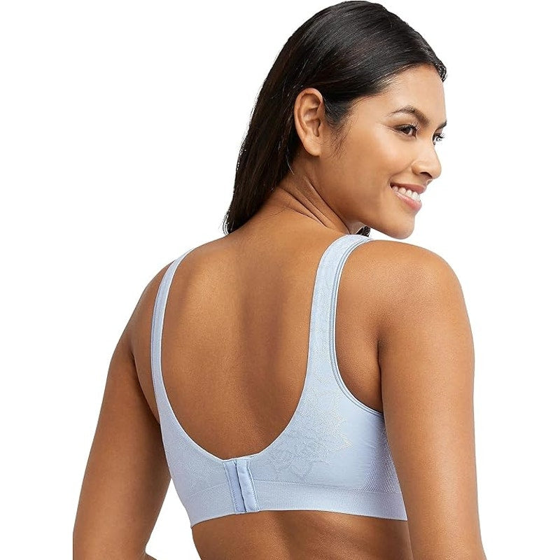 New Bali Womens Large Blue Wireless Comfort Seamless Moisture Wicking Bra