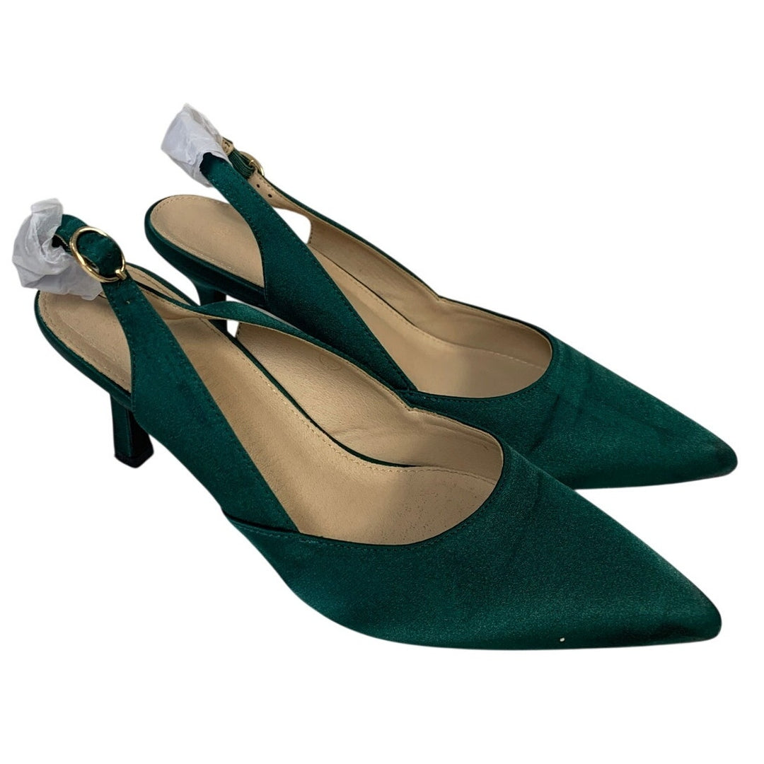 GotSoft Womens Size 8.5 Green 3" Heel Closed Pointed Toe Slingback Shoes