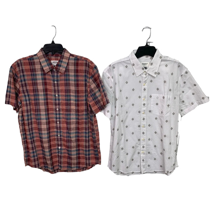 2 New American Eagle Mens Medium Plaid Short Sleeve Button Up Collared Shirts