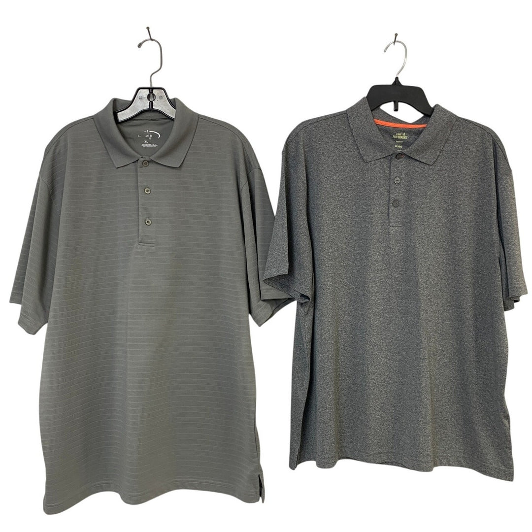 Lot of 2 Champions Performance Mens XL Heathered Gray Short Sleeve Polo Shirts